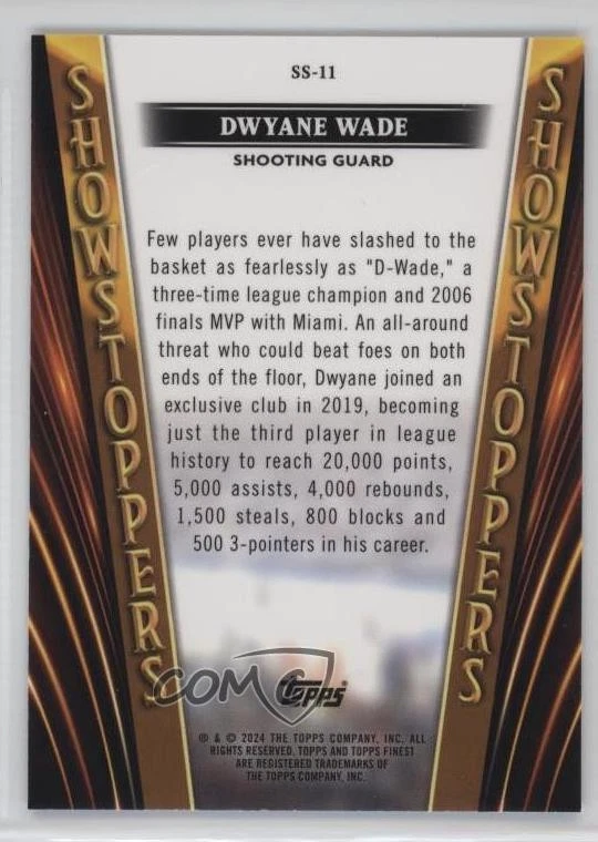 2023 Topps Finest Showstoppers Blue Checkerboard Refractor /99 Dwyane Wade HOF - Image 2 of 2