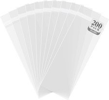 3"x8" Acid-Free Crystal Clear Storage Sleeves,200 Pack Resealable Adhesive,Cle