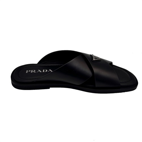 Prada Leather Cross Slice Slipper with Triangle Logo 2X3081 B4L F0002 133652071 - Picture 5 of 8