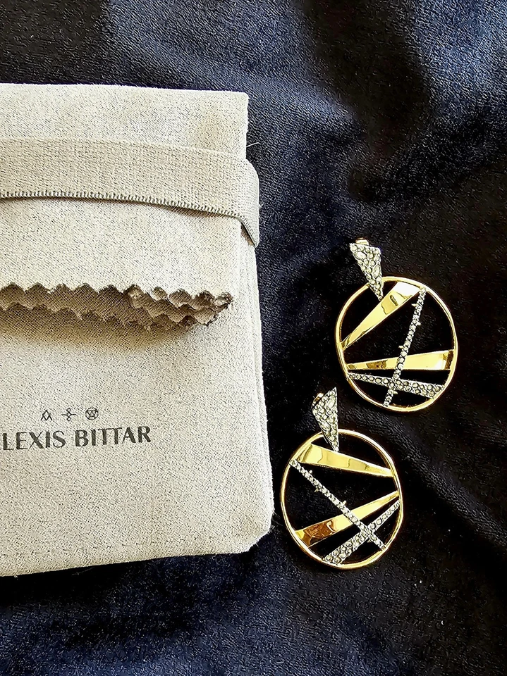 Brincos pendurados xadrez de cristal incrustado Alexis Bittar - Imagem 2 de 4