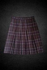 Gonna tartan plissettata Ben Nevis 16 rosa bordeaux lunghezza ginocchio lana vintage