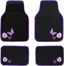 Embroidery Butterfly and Flower Car Floor Mats, Purple Car Floor Mats, Universal