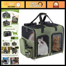 Extra Large Double Cat Carrier for 2 Cats - Collapsible Multi-Pet Travel Bag, Ho