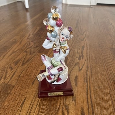 Vittorio Sabadin Circus Clown w/ Balloons Capodimonte Porcelain Italy Swarovski