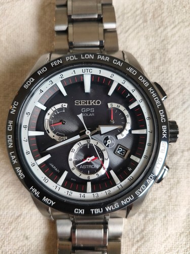 Seiko Astron SBXB051 GPS Jour Date Céramique St. Acier Blk SLV Solaire Hommes - Photo 3 sur 10