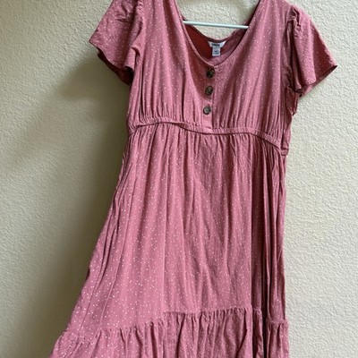 Sonoma Goods For Life Polka Dot Midi Dress Scoop Neck Flutter Sleeve Pink S