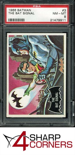 1966 Topps Batman Black Bat #3 The Bat Signal — PSA 8