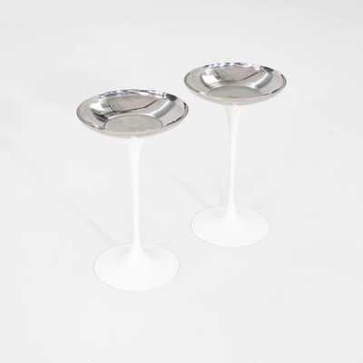1960s Eero Saarinen for Knoll Tulip Ashtray in White and Chrome 2x Available
