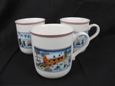 (3) Villeroy & Boch Naif Christmas Mugs 3 1/2"