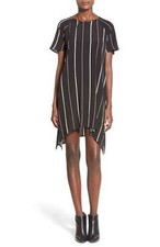NEW Nordstrom ASTR The Label Black White Stripe Side Slit Shift Dress Size M