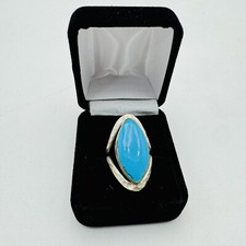 Taxco Mexico Vintage Sterling Silver Turquoise Ring Size 7