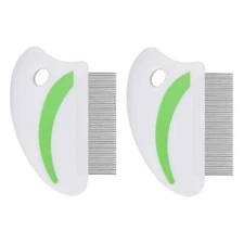 2 Pack Flea Lice Comb, Stainless Steel Dog Cat Grooming Combs with Rounded Teeth