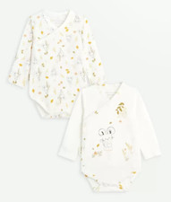 PETIT BEGUIN Pack de 2 bodies manches longues bio écru MINI SOURIS Taille 1 mois