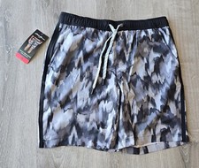 Eddie Bauer Hybrid Volley Swim Trunks w Liner, UPF 50, Black, Men's Medium, NEW