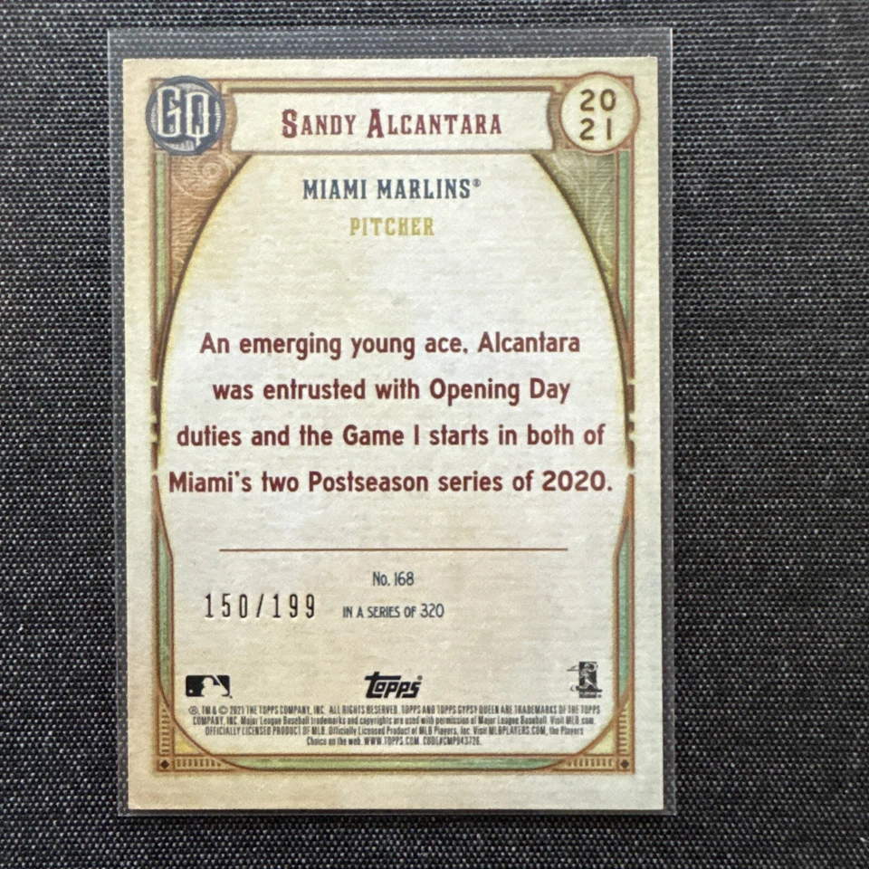 Sandy Alcantara 2021 Topps Gypsy Queen Marlins Turquoise /199 - Image 2 of 3