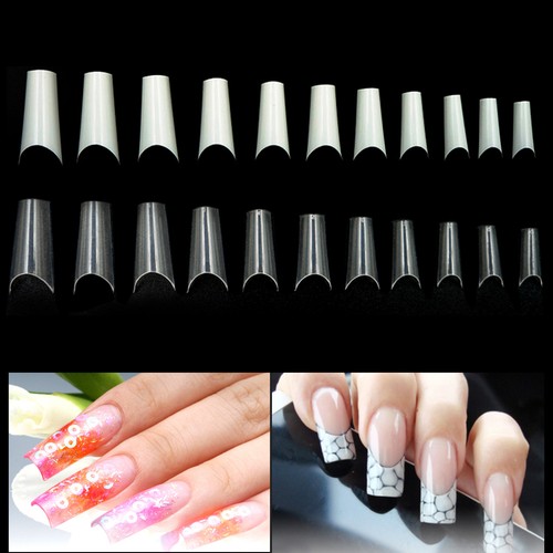 500pcs Acrylic French Half False Nail Tips Coffin Flat C Curve Nail Art Natural Ebay