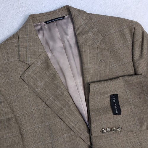 NEW JACK VICTOR Green Plaid Wool Sport Coat Sz 40R Herringbone Blazer Jacket