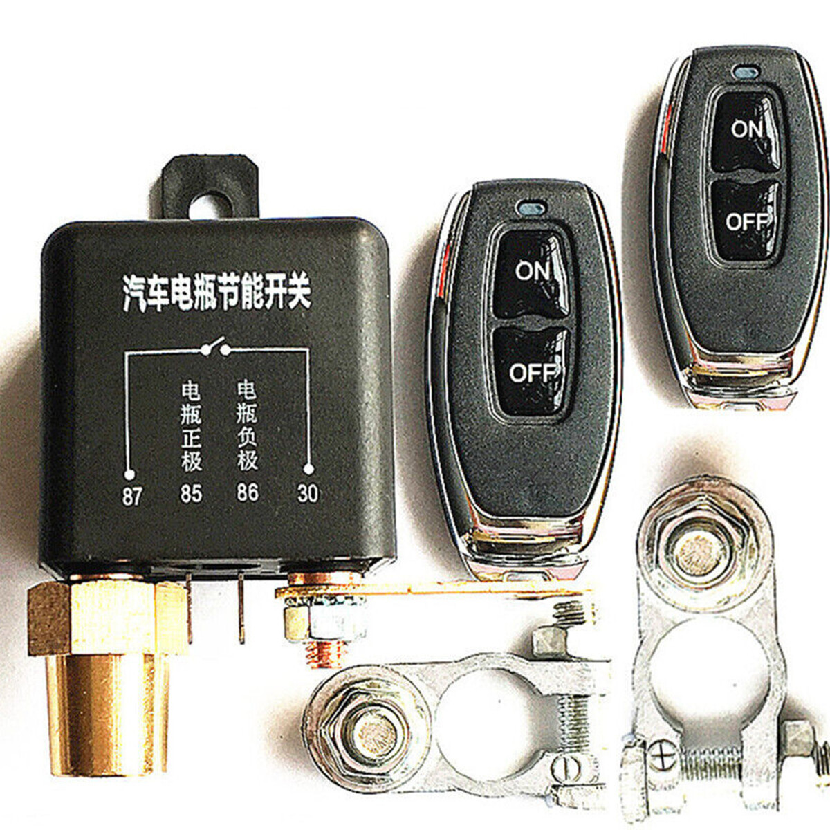 Wireless Dual Remote Car Battery Cut Off Kill Switch Master Disconnect Isolator