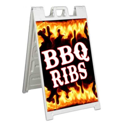 BBQ RIBS Signicade 24x36 Aframe Sidewalk Sign Banner Decal BARBEQUE FOOD