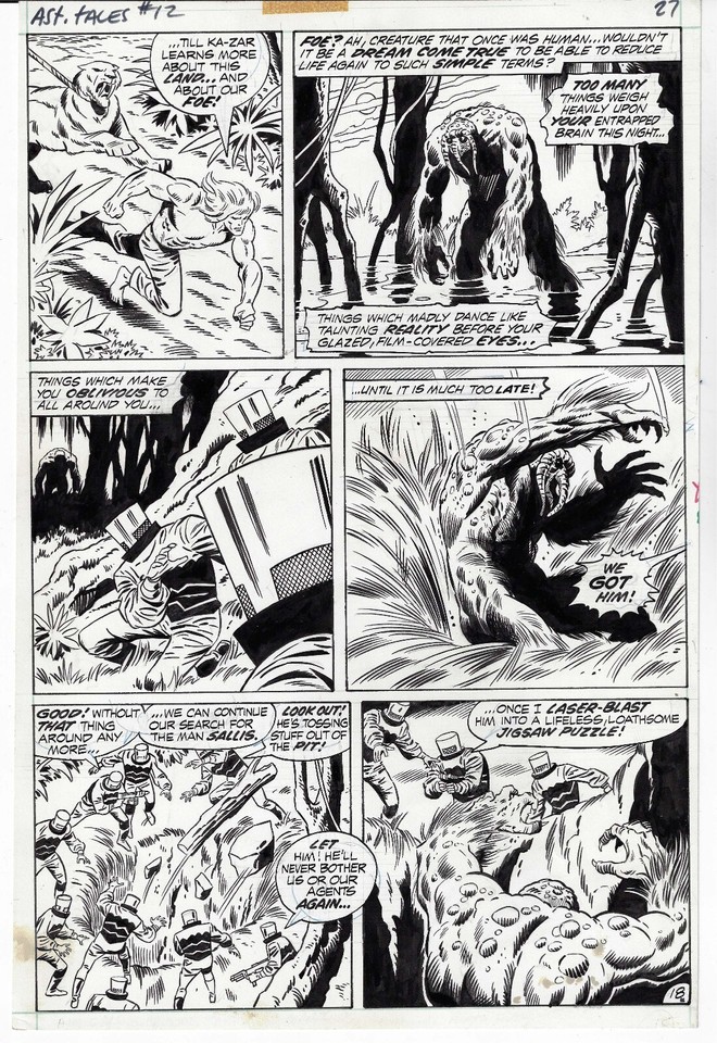 ASTONISHING TALES # 12 PAGE 18 2nd APPEARANCE OF THE MAN-THING JOHN BUSCEMA 1972 Comic Art