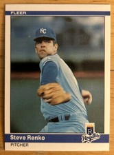 1984 Fleer Steve Renko Baseball Card #355 Royals Pitcher Mid-To-High-Grade O/C