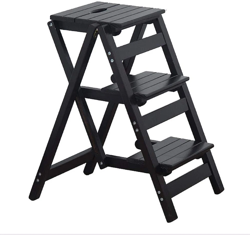 Step Stool, 3-Step folding, portable, made of the solid wood, four colors - Image 4 of 4