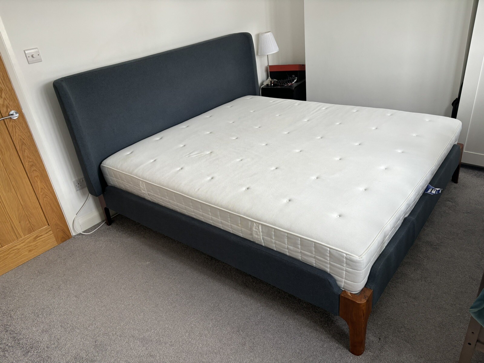 Made Roscoe Bed Frame plus king ikea HYLLESTAD pocket sprung mattress