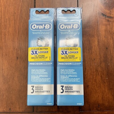 NEW Oral-B  Precision Clean Electric Toothbrush Replacement Brush Heads 2x(3 Pk)