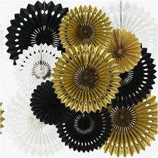 Golden Moments Honeycomb Paper Fan Decor Set - Perfect for New Year, Baby Shower