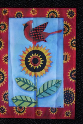 FOLK CARDINAL 12.5'' X 18'' GARDEN FLAG 11-3086-149 RAIN OR SHINE SEASONAL SUMMER