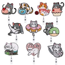 10 Pcs Cat Badge Reel Cute Nurse Badge Reel Retractable Decorative Card Reel ...