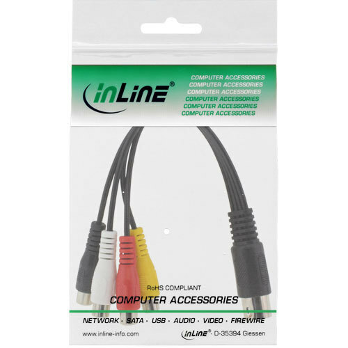 Thumbnail - Inline Din Adapterkabel 5pol Din Stecker Auf 4x Cinch Buchse Schwarz