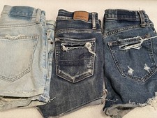 Abercrombie  Fitch American Eagle Sz 0/25 Wash Cut Off Jean Shorts 3 Pairs