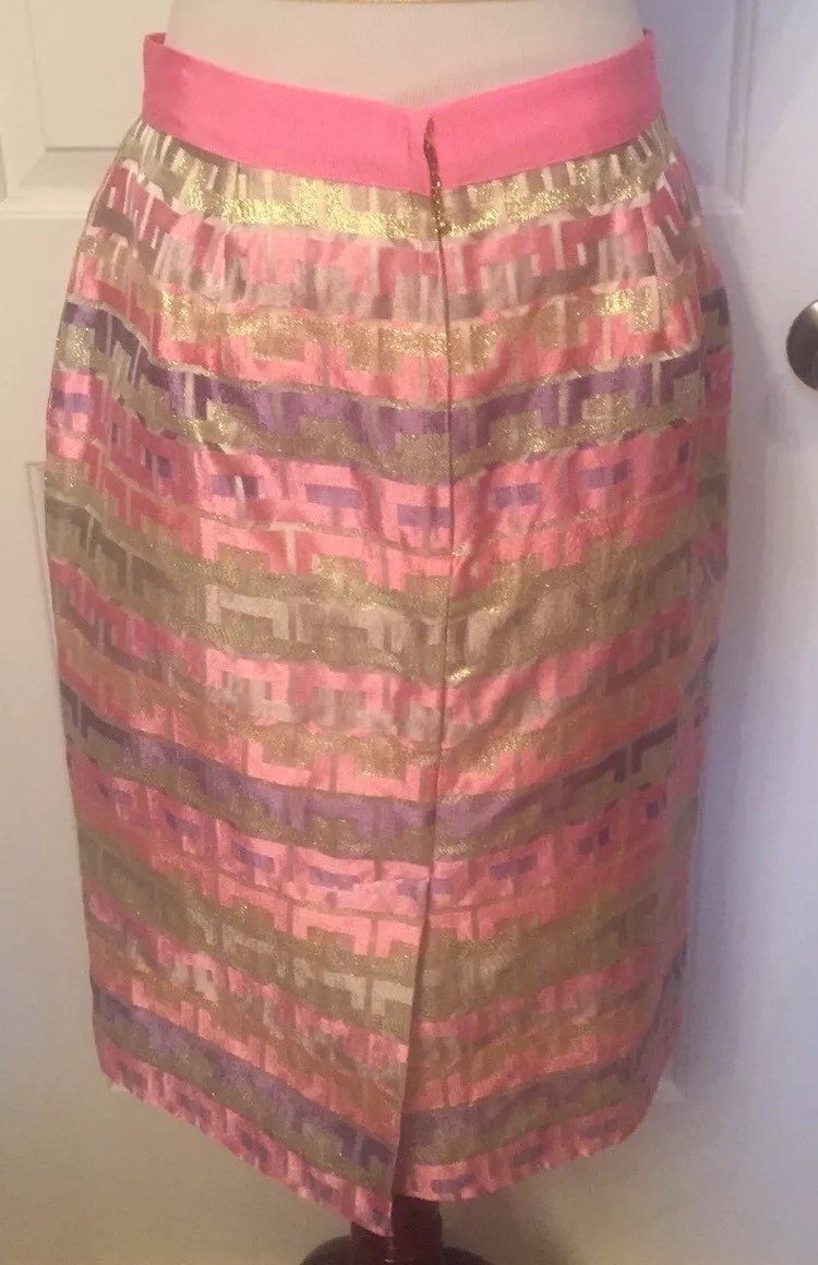 KATE SPADE BARBIECORE Skirt PENCIL Pink KAYLA SPARKLE Metallic JACQUARD size 4 thumbnail 5