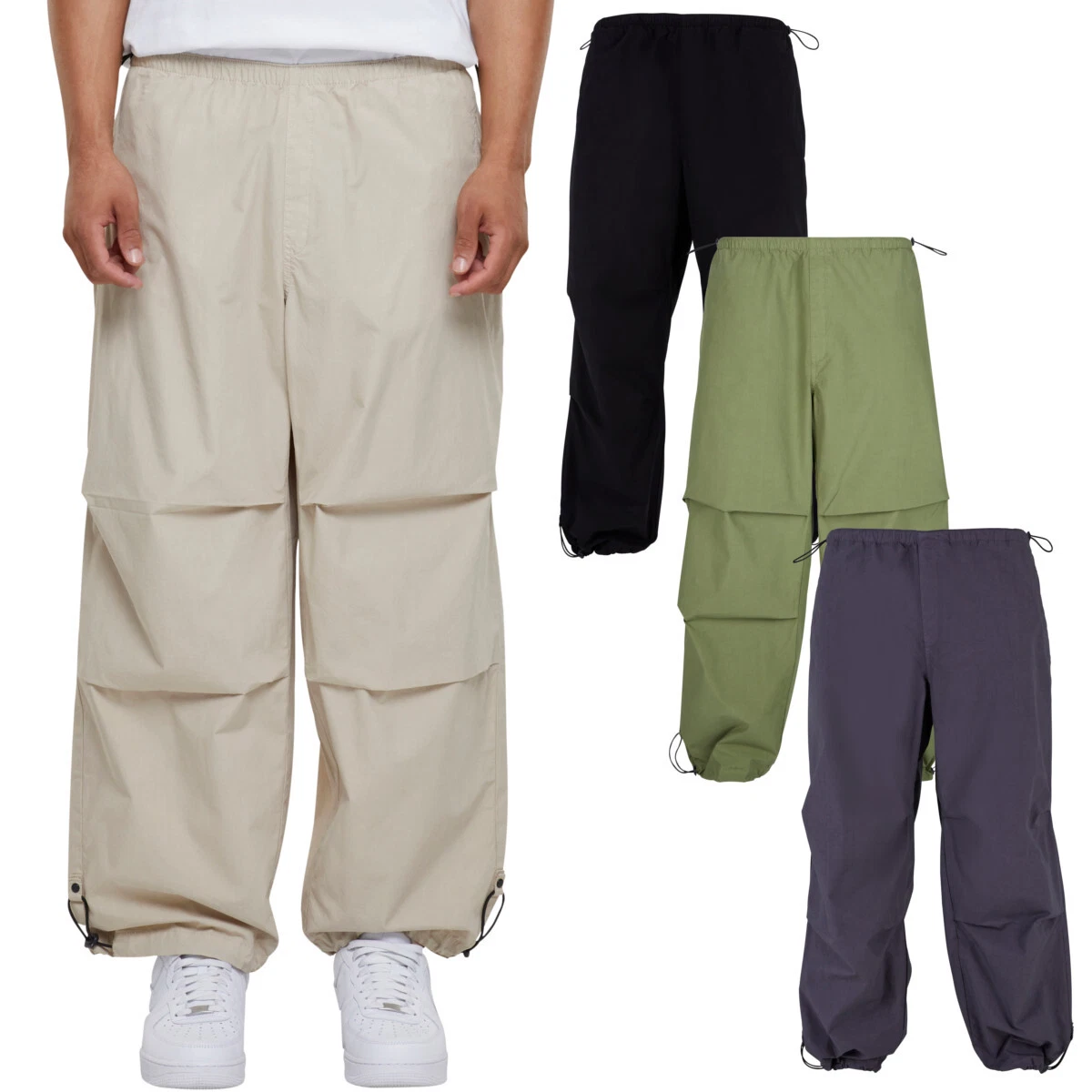 Urban Classics Popline Parachute Pants Jogger Cotton Oversize Parachute Trousers
