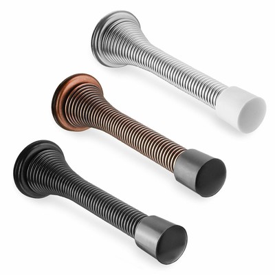 Cauldham 10 Pack Heavy-Duty Spring Door Stop Matte Black 3-1//8 Flexible Stopper with Rubber Bumper