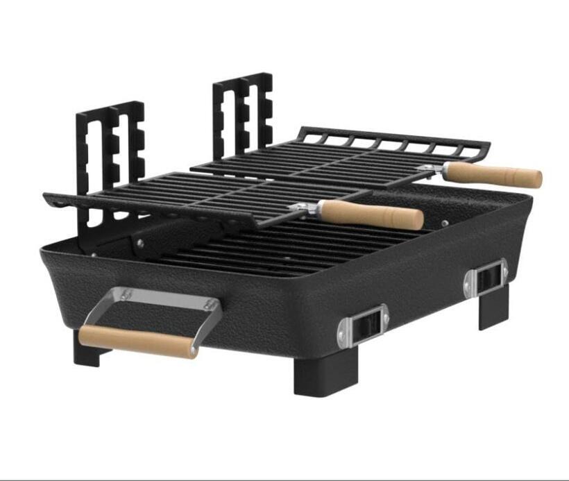 New Marsh Allen 30052 Black Cast Iron Charcoal Hibachi Grill 10 x 18 in