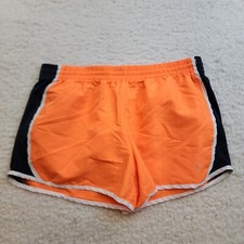 Danskin Now Running Shorts L 12-14 Orange Pull On Stretch Workout Summer Light