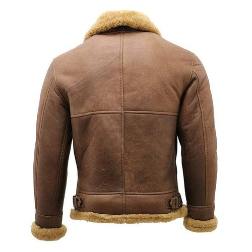 Herren B3 Bomber Flight Shearling Lammfell Lederjacke - Bild 4 von 5