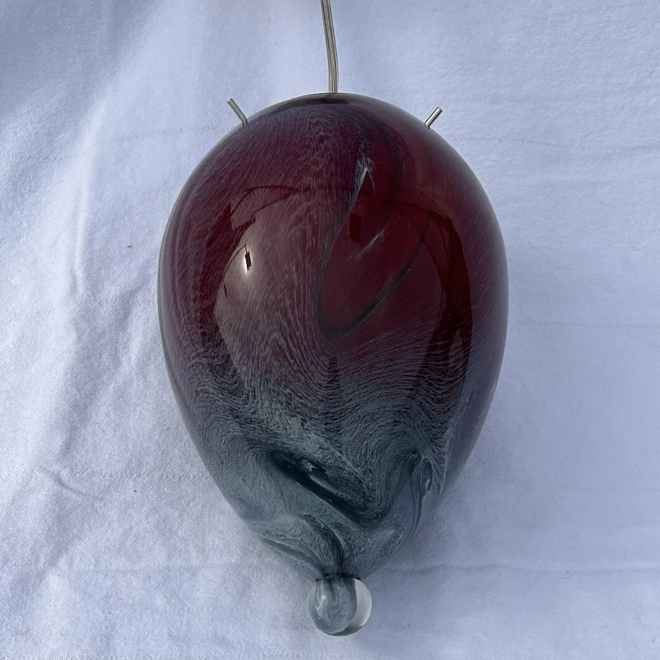 Rare NOS LBL/Tech Lighting Italian Murano Glass Pendant Light Fixture Red Nuage - Image 2 of 4