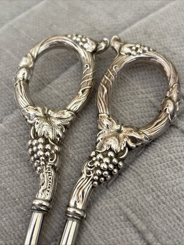 English STERLING SILVER Handle Grape Shears Scissors 6 3/4” - Picture 2 of 9
