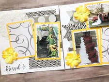 Yellow Wedding Scrapbook Pages, Wedding Scrapbook Layouts, Premade Wedding Pages
