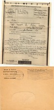 USA 1944 "U.S. POSTAL SERVICE NO.1 1944" Masch.-Stpl. a. V-Mail-Service-Umschlag
