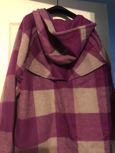 Abrigo de Invierno Coach Rosa Magenta Buff Capa Duff a Cuadros 83989 Capucha Raro Grande NUEVO - Imagen 2 de 2