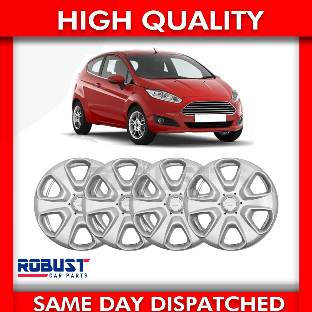 4 Copricerchi 15 Pollici Per Ford Fiesta MK7 (2008-) E Transit/Tourneo Courier (2014-) – Sostituzione OEM 8V211130HB 1746251 - 2