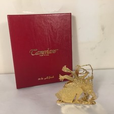 Camerlane Xmas Ornament ~ ICE SKATERS ~ 24 Kt Gold Finish ~ Made In USA ~ NIB