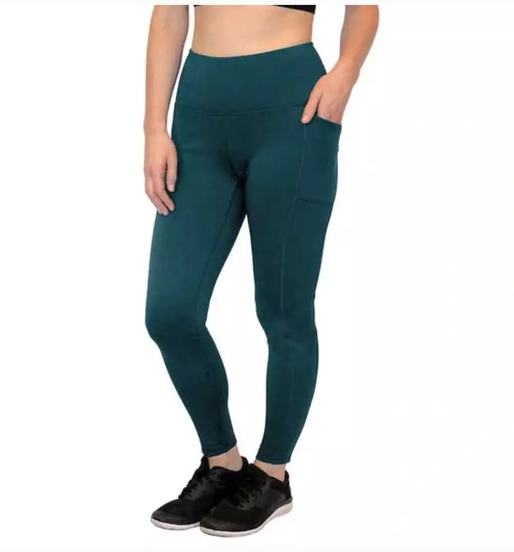 Spyder Greeny-Blue High Rise Fleece Lined Leggings Womens Sz Large