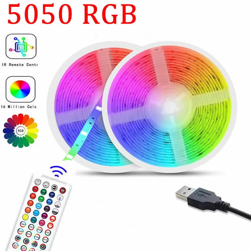 LED Strip Lights USB 1-20m 5050 RGB Colour Changing Tape for kitchen Cabinet, TV - Image 3 of 4