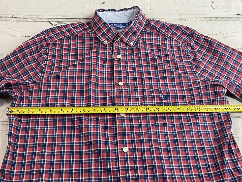 Nautica Blue Sail Casual Button-Up Shirt Sz M Plaid - Men's Long Sleeve EUC - Image 4 of 4