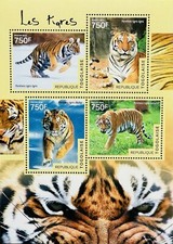 HOJA DE ESTAMPILLAS DE TIGRES TOGO 4V 2014 MNH GATO SALVAJE ANIMALES SALVAJES VIDA SILVESTRE NATURALEZA FAUNA 1